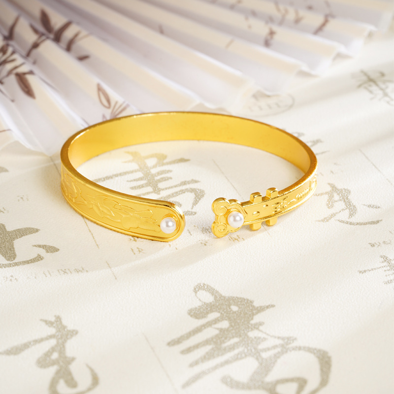 Gufa Sha oro estilo chino Ruyi alto sentido abierto pulsera retro tendencia nacional no se desvanece el suministro de joyas versátiles