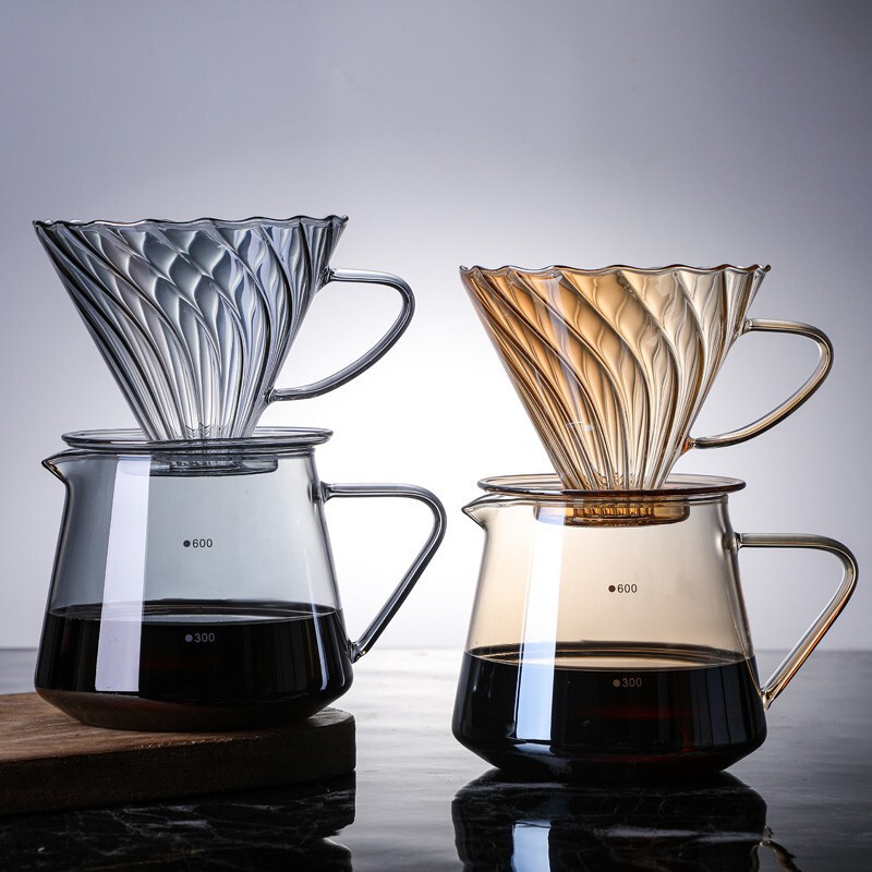 Coffee Sharing Pot Filter V60 Filter Cup Hand-Brewed High Borosilicate Glass Coffee Pot Set Home Coffee Maker
