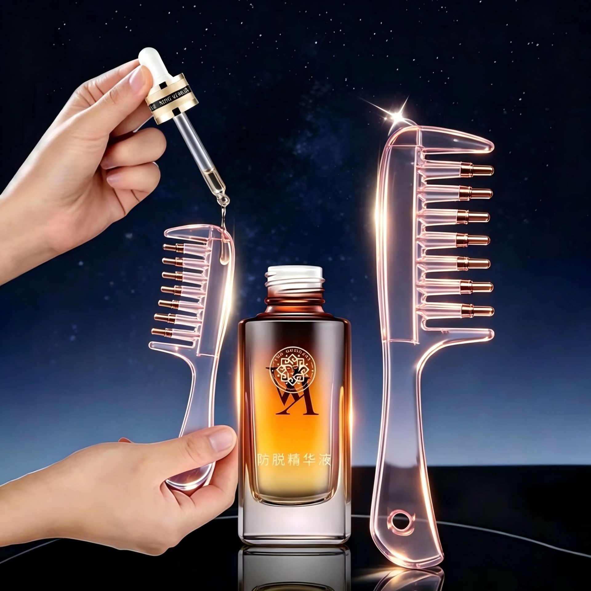 Crystal Scalp Massage Comb with Liquid Applicator Portable Detachable Head Care Tool for Essential Oil in use
