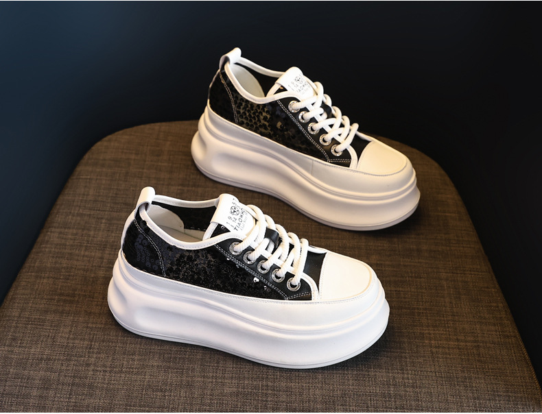 Giày sneaker nữ đế dày chunky mặt lưới phối trắng đa năng — Màu đen chi tiết 5