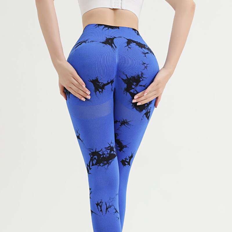 Cross-border Women's Tie-dye Printed Sports Hip-lifting Peach Yoga Pants Women's Outdoor AliExpress Europe Cross-border Amazon