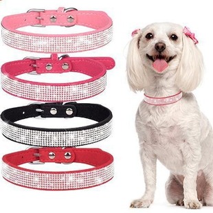 Cross-Border New Korean Velvet Microfiber Dog Collar Flash Diamond Collar Ready-Made Pet Supplies Cat and Dog Collar