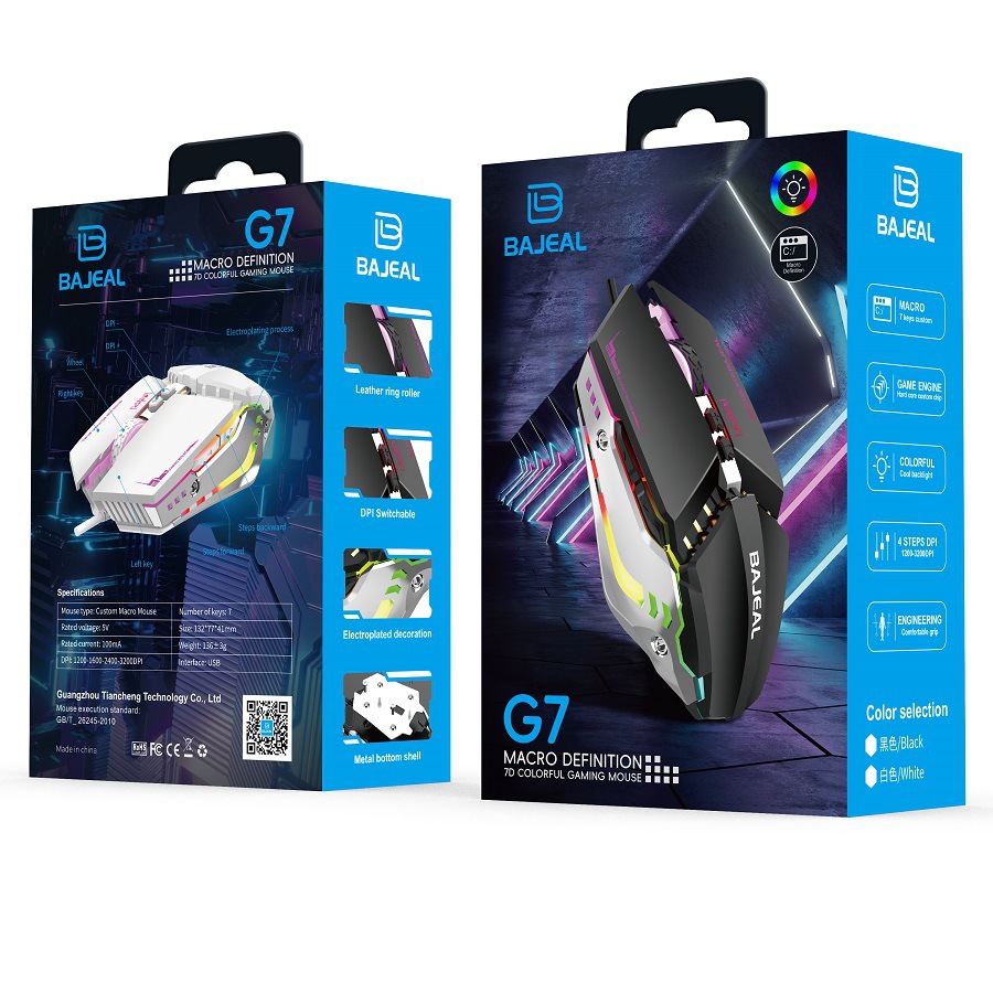 Cross-border BAJEAL G7 wired mouse desktop notebook USB game Office luminous e-sports mouse