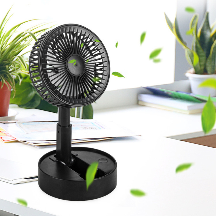 新款圆形伸缩拉杆折叠风扇抖音桌面家用办公USB新款便携小电风扇