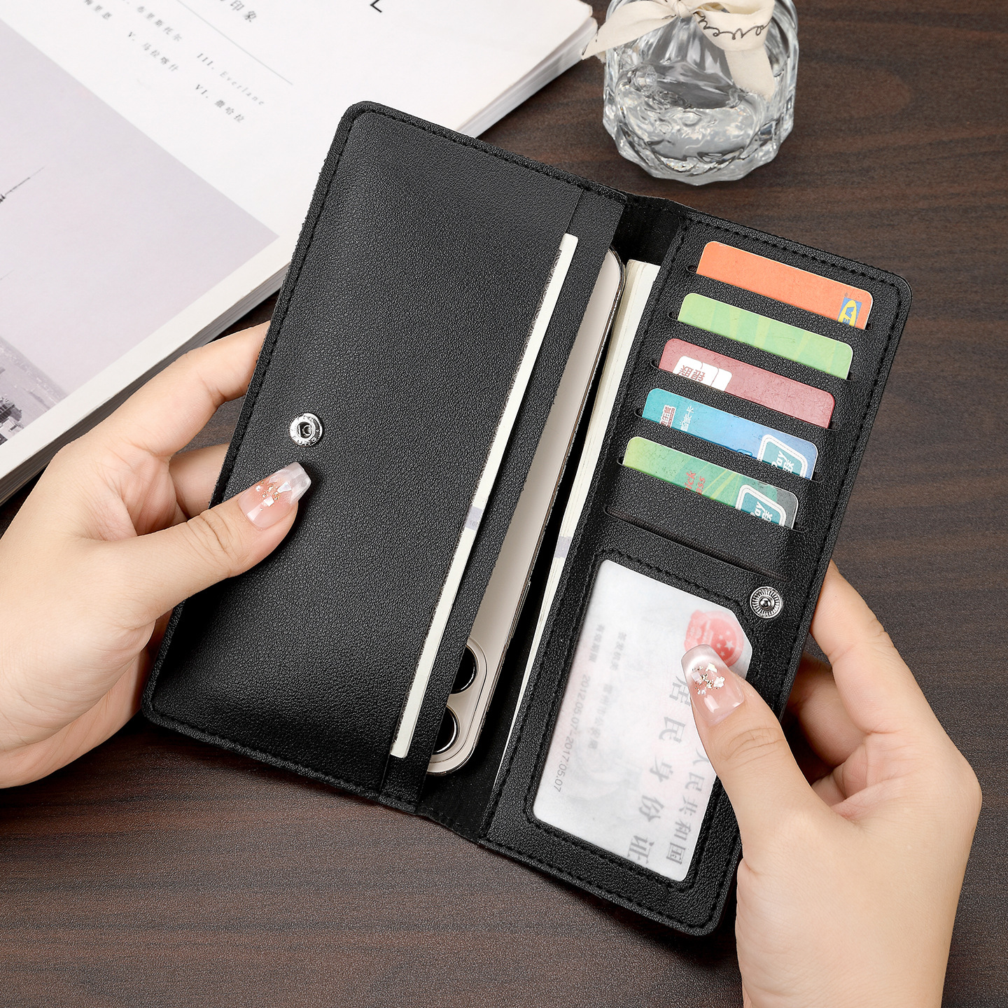 Monedero de hombre transfronterizo, bolso de mano de moda simple y de gran capacidad, bolso de mano de estilo joven, bolso de tarjeta múltiple.