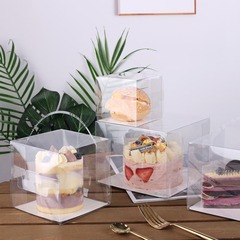 2/3/4/5-inch burst cream sea salt cheese frosted cake box baking transparent dessert carry cake paper plastic box