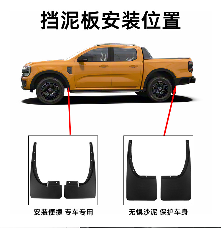 Suitable for 2011-2018 Ford Ranger mud flaps, mud guards, tire mud guards, modification accessories