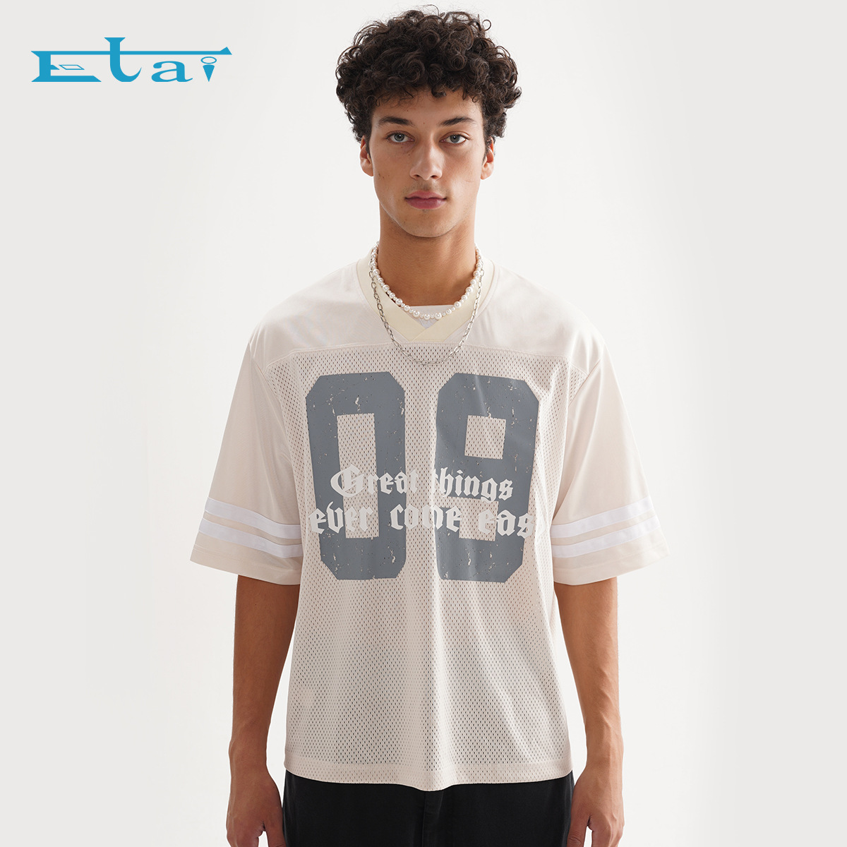 ETAI Hombre| Suelta transpirable fútbol malla camiseta de manga corta impresión de verano camiseta deportiva casual marca de moda hombre