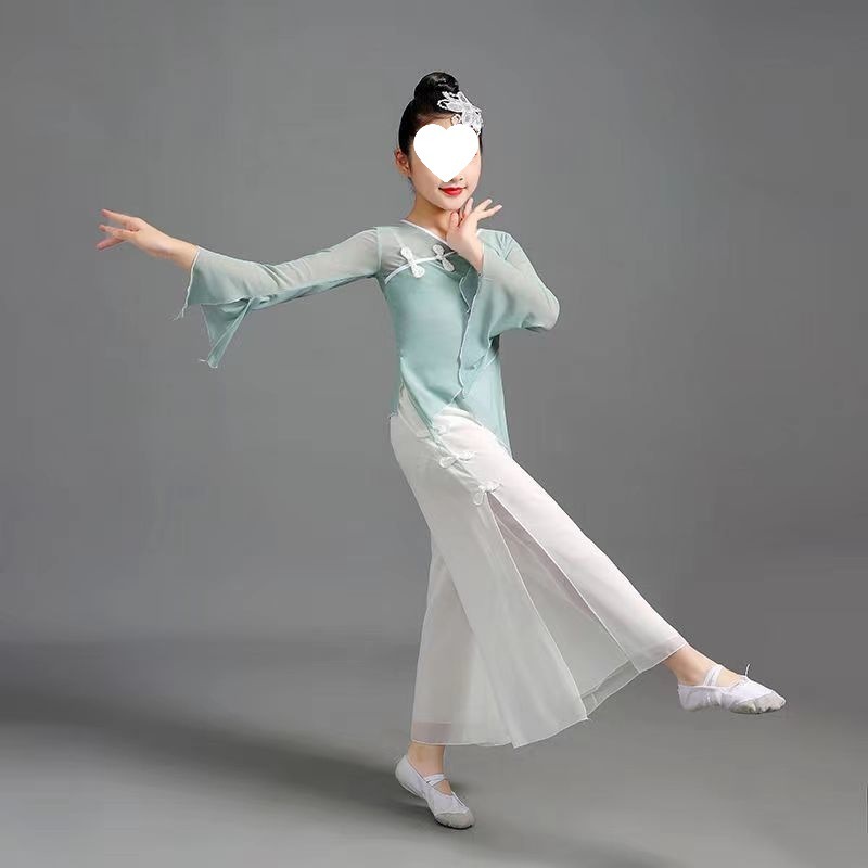 S儿童身韵纱衣艺考古典舞中国舞服女童超仙练功服演出民族舞蹈服|undefined