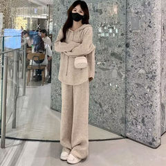 休闲运动服套装女春秋季新款韩版宽松显瘦纯色卫衣阔腿裤时尚两套
