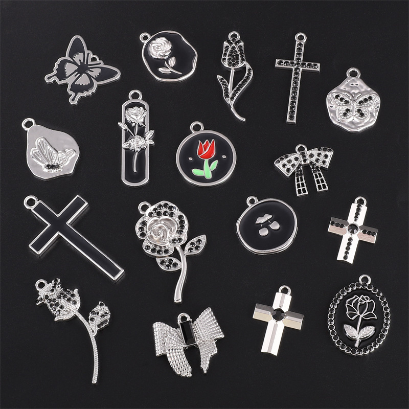 Alloy Oil Dropping Tulip Pendant Handmade DIY Beaded Earrings Bracelet Necklace Accessories Rose Flower Material