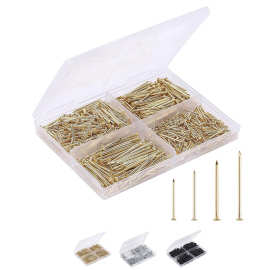 供跨境 4规格200套五金相框挂钉金色洋钉 图片相框装饰钉挂画钉