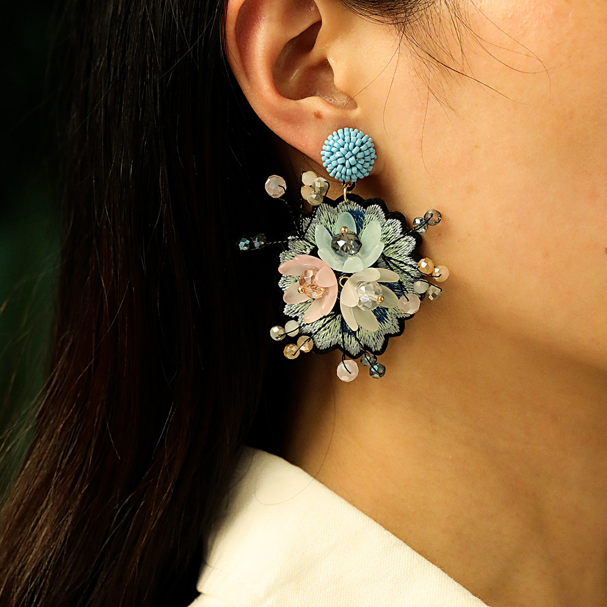 New Style Fashion Handmade Bead Color Flower Earrings display picture 1