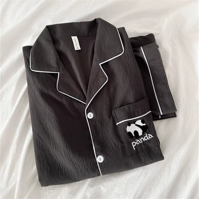 Panda japonés pareja pijama mujer primavera y otoño gaza de algodón pantalones de mangas largas se pueden usar ropa de casa de hombre verano
