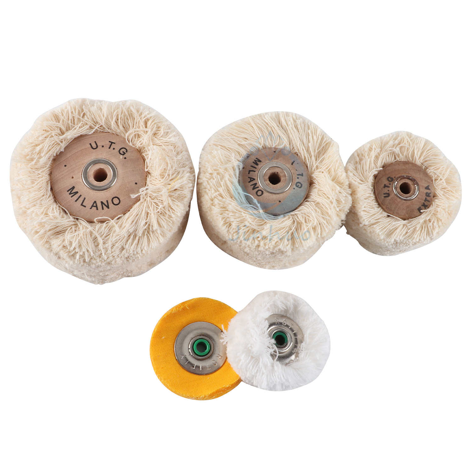 Rueda de cepillo de núcleo de hierro sin manos apertura de acero rueda de tela de alambre de cobre núcleo de madera rueda de hilo de algodón herramienta de pulido de hilo de cerdas de plástico