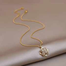 法式感气质简约金色转动四叶花冷淡风轻奢锁骨链欧美ins潮流