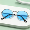 Retro metal fashionable sunglasses for adults, sun protection cream, glasses, UF-protection