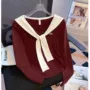长袖春秋新款撞色t恤