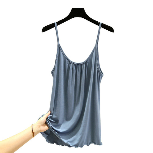 Modest Strapless Tank Top for Women, Summer Outerwear, Large Size Loose Crepe, Sleeveless, Innerwear for Plus Size, Slimming Solid Color Top, Thin