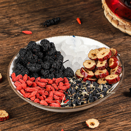 Dried mulberry, black wolfberry tea, Sibao tea, mulberry, wolfberry, black wolfberry, dried red dates, health-preserving tea