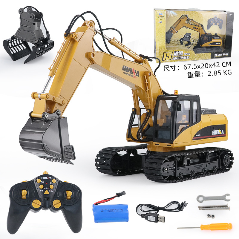 Vehículo de ingeniería de aleación de control remoto Huina excavadora camión de volcado bulldozer camión mezclador de cemento coche de juguetes eléctricos para niños