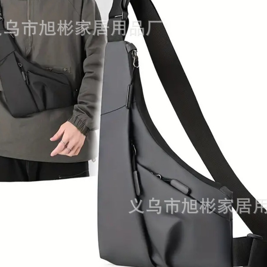New cross-border Amazon anti-theft close-fitting gun bag triangle bag casual leather men's bag crossbody casual chest bag