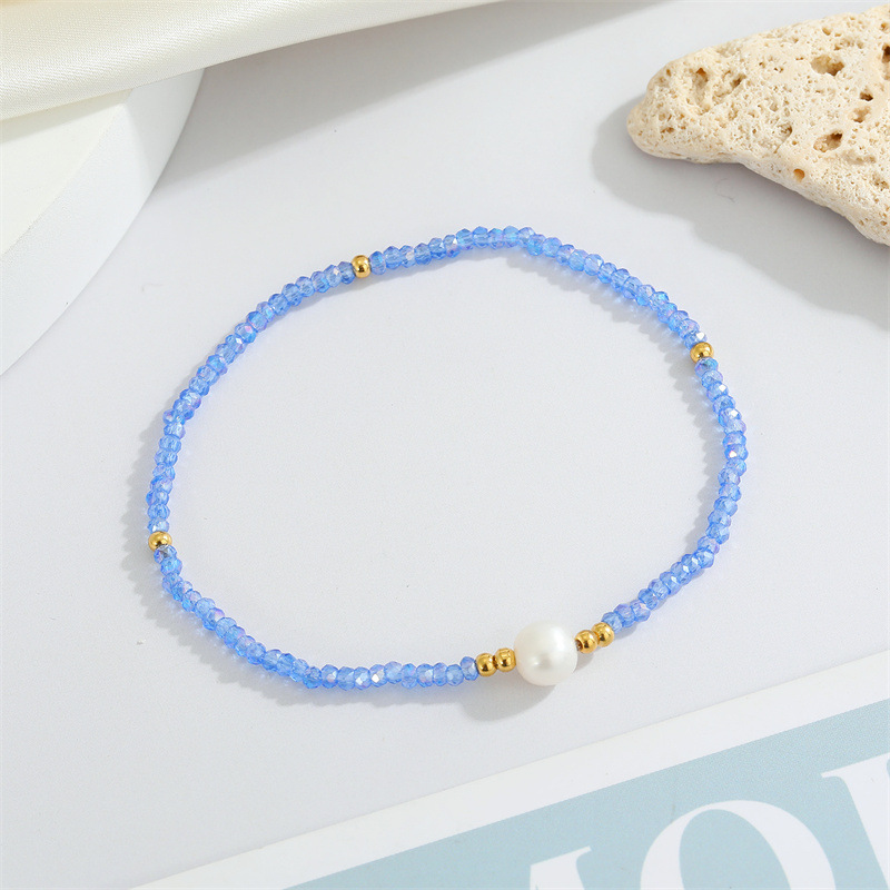simple new pearl beaded bracelet handwoven rice bead elastic braceletpicture6