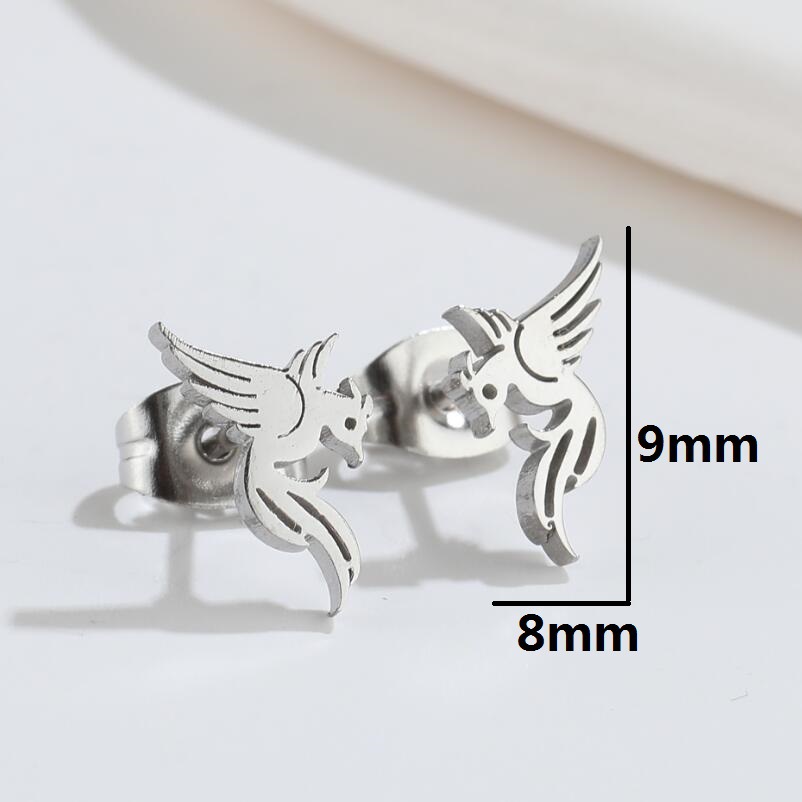 Fashion Phoenix Titanium Steel Hollow Out Ear Studs 1 Pair