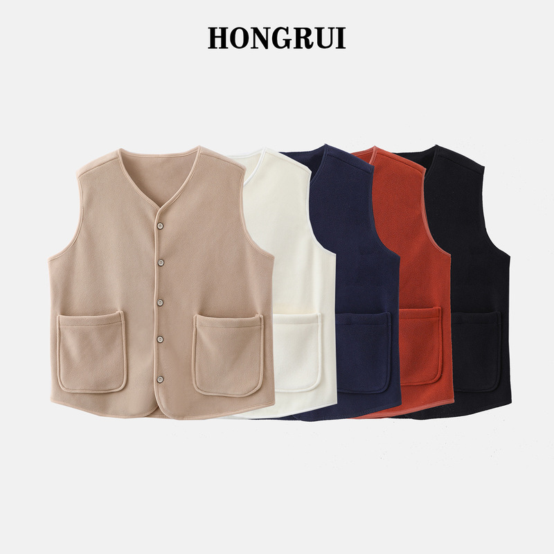 Korean Simple Style Austrian Velvet V Neck Button Vest Women's Sleeveless Warm Vest Thickeneded Casual Vest Top Winter Korean Simple Style Austrian Velvet V Neck Button Vest Women's Sleeveless Warm Vest Thickeneded Casual Vest Top Winter