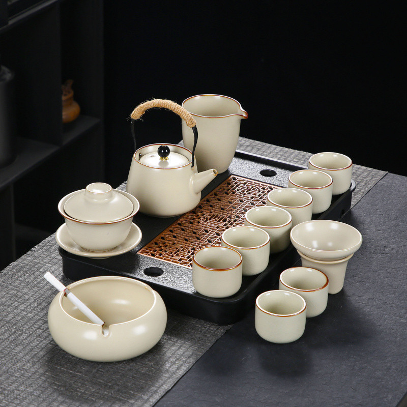 여요 찻주전자 + 덮은 그릇 - 8컵 + 재떨이 + 흐르는 창 트레이