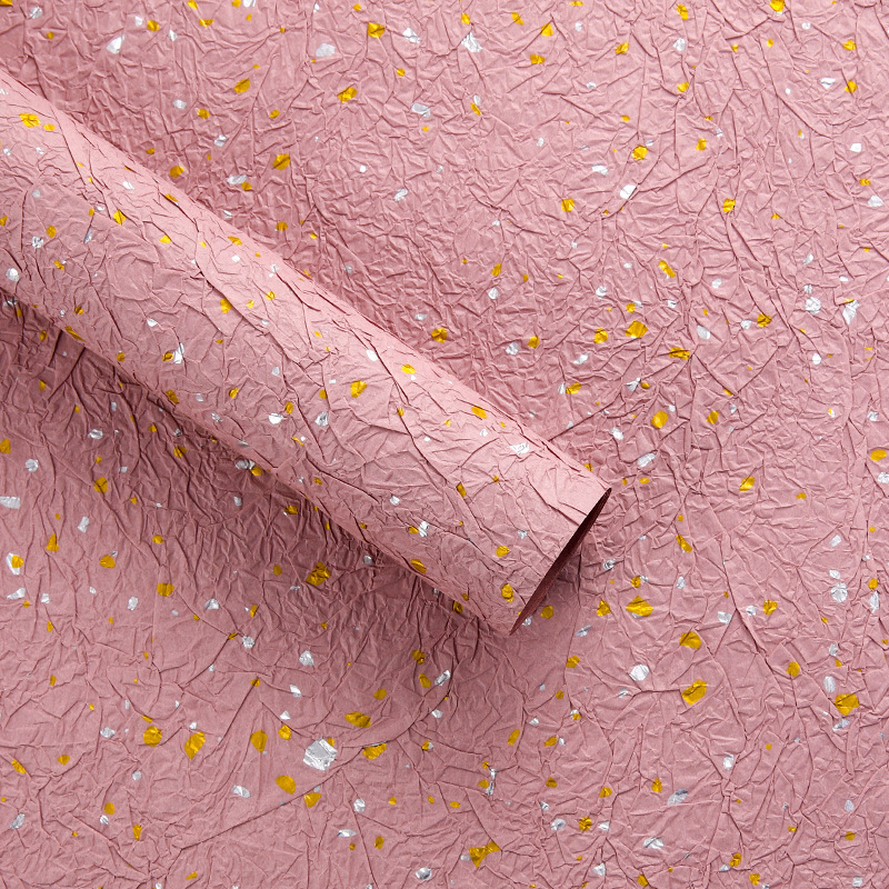 Papel de piedra de papel de papel de oro de plata de textura hecha a mano Papel plegado de textura ramo de flores de papel de embalaje Flores materiales de flor