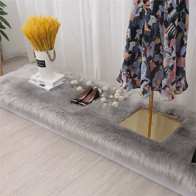 Floor Mats, Girly Cream-Style Large-Area | Wool pad - customized-contact-customer-service-light-gray-long-hair-ordinary