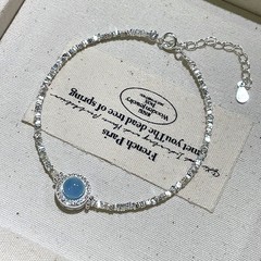 925純銀砕銀天然海藍宝ブレスレット女性ファッション小清新シンプル気質手串メーカー卸売り