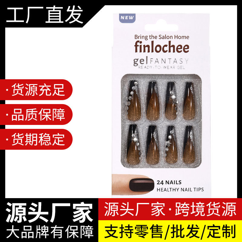 Retro Ins Style European and American Wearable Nail Polish Wine Red White Rose Removable Manicure Patch Nails Fake Nails