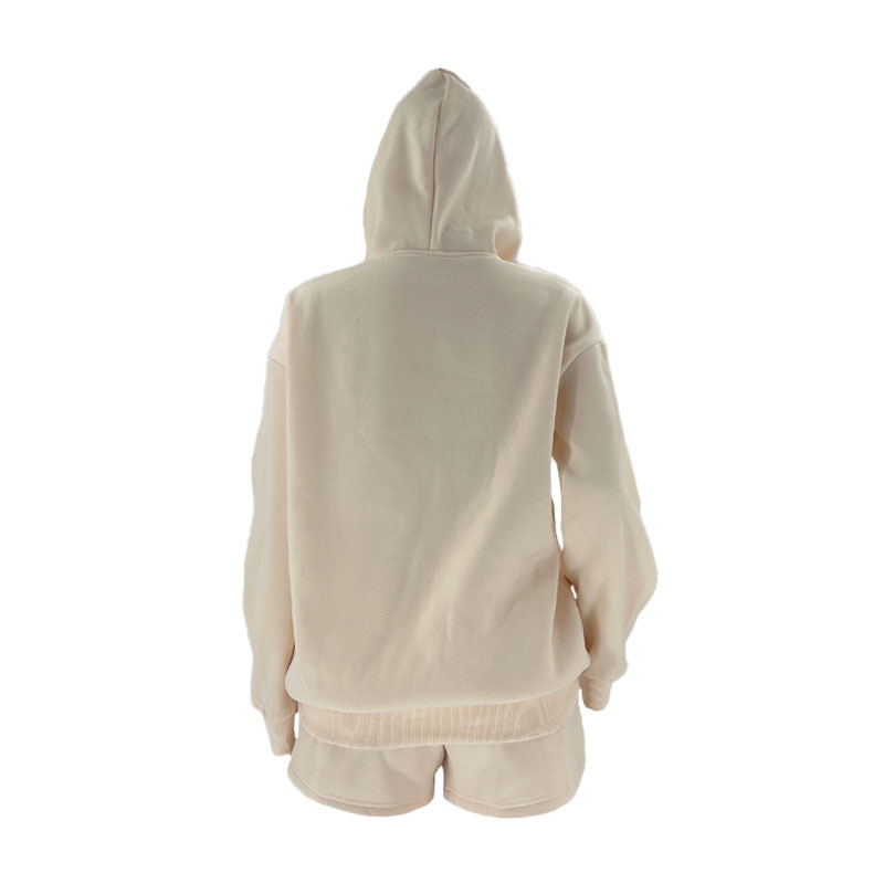 Autumn Winter Solid Color Hooded Pullover Long Sleeve Sweaters Women Clothing Shorts Suit