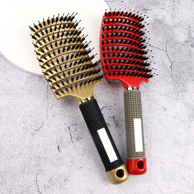 Manufactor Supplying Bristle Big Bend comb Curls Massage comb Retro Hairdressing Oil head modelling comb One piece On behalf of
