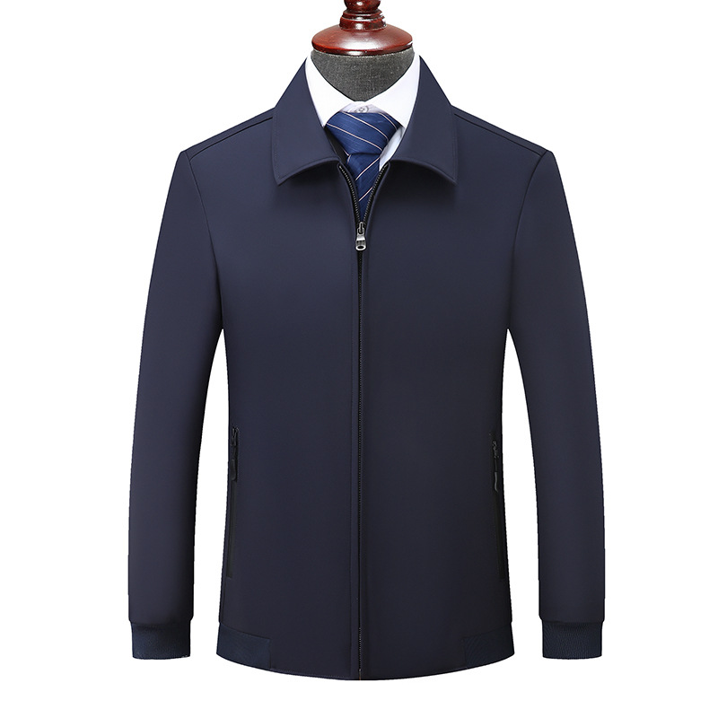 Chaqueta corta de primavera y otoño de talla extra grande Chaqueta de solapa informal para papá de negocios para hombres Chaqueta simple y versátil