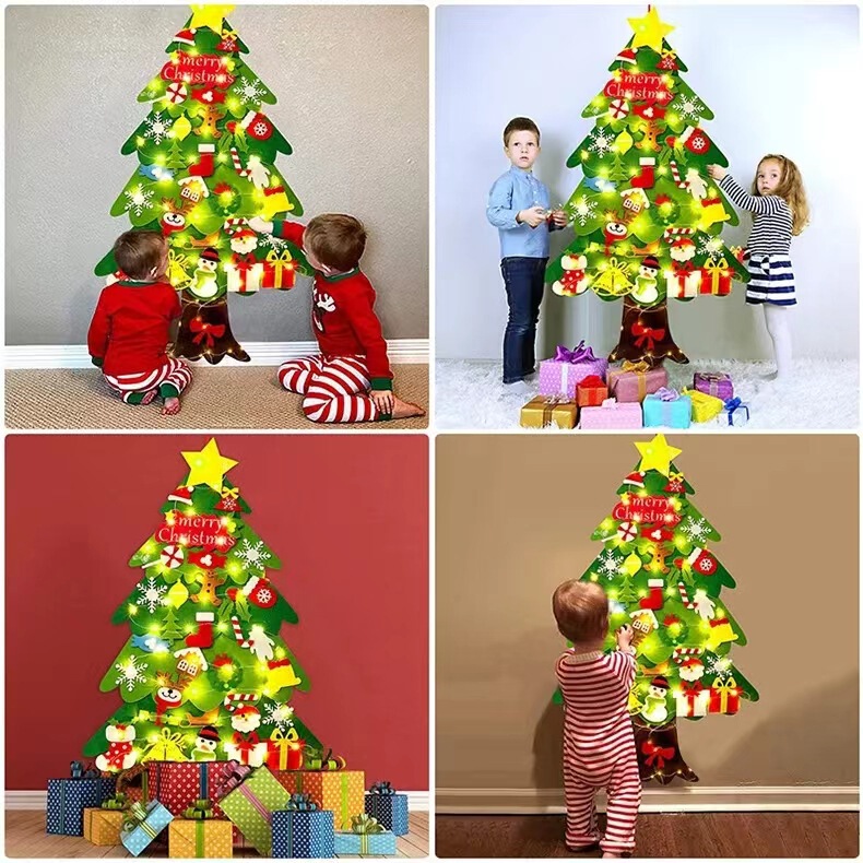 フェルトクリスマスツリークリスマスシーンアレンジ装飾不織布立体クリスマスペンダント子供diyクリスマスツリー|undefined