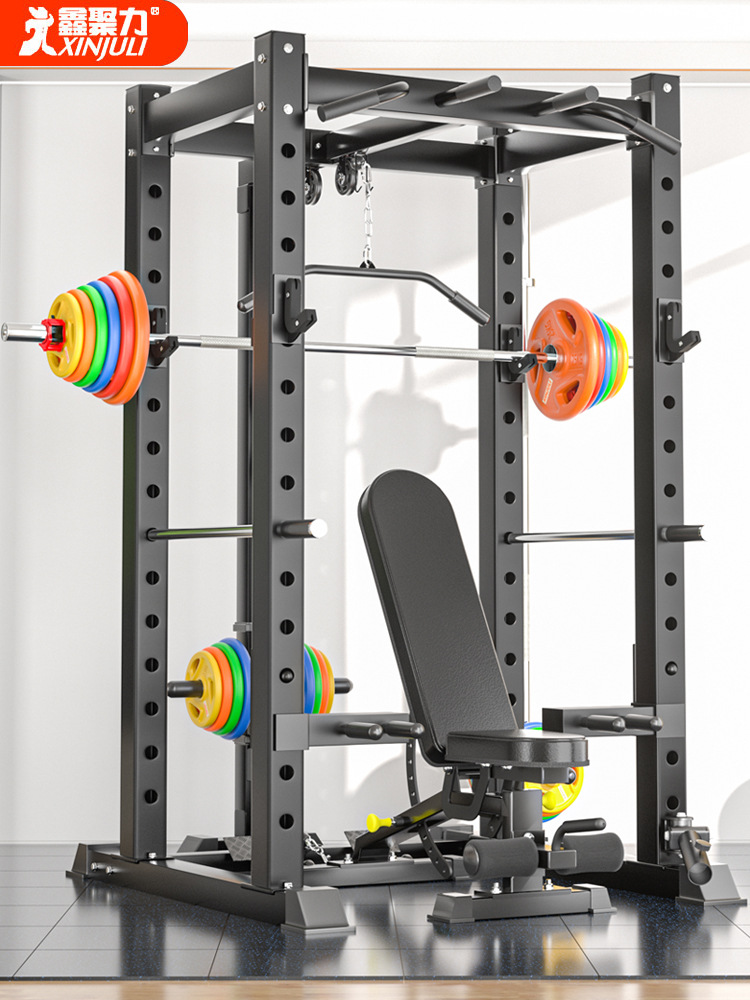 Multi-funcional libre Squat rack equipo de fitness casa combinación traje semi-Marco de prensa de Banco pórtico Barbell levantamiento de pesas