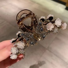 轻奢优雅镶钻蝴蝶花朵抓夹女后脑勺盘发鲨鱼夹气质百搭发夹头饰