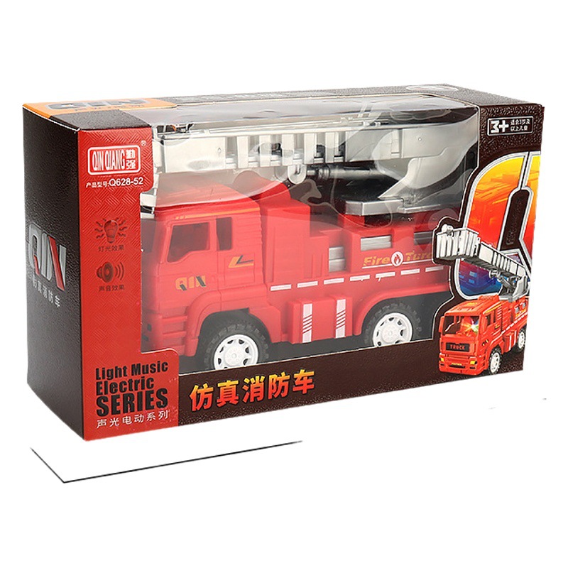 Nueva universal eléctrica camión de bomberos música luz escalera modelo simulación juguete mercado nocturno