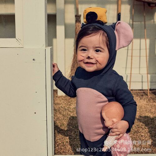 Spring new infant onesie, mouse shape baby harem ins style 100-year-old clothing going out to report clothes