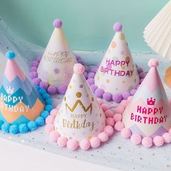 誕生日子供用ケーキベビーパーティーファーボールハットデコレーション大人女の子漫画1歳帽子帽子かわいい