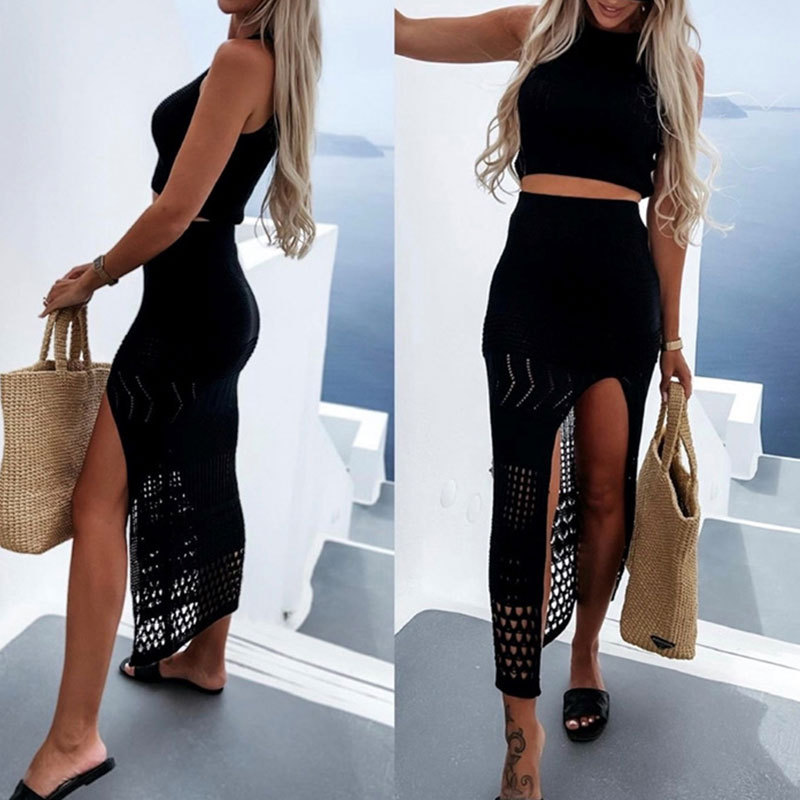 Solid Color Pattern Summer Season Women'S Gender Women's Vacation Simple Style Solid Color Slit Cover Ups