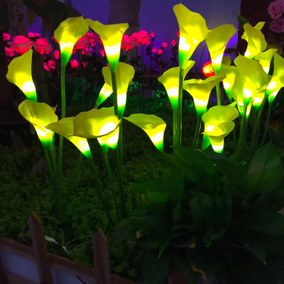 工程戶外防水馬蹄蓮海芋仿真花插地花燈商場酒店草坪綠化帶節日燈