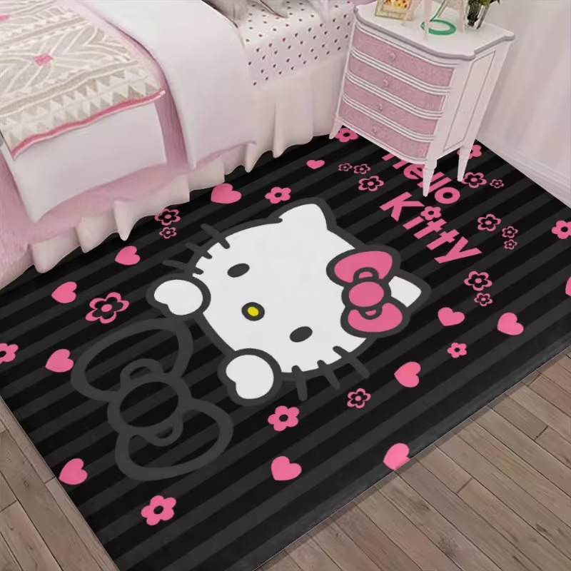 Caricatura encantadora hellokitty habitación alfombra de la cama resistente a la suciedad a prueba de polvo fácil de cuidar alfombra decoración de la sala de estar