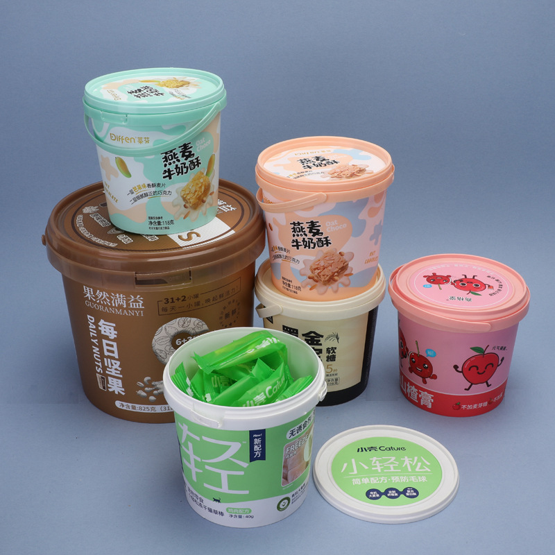 加厚PP密封方圆桶0.3L-5L坚果豆瓣酱泡菜水果捞外卖打包透明白桶