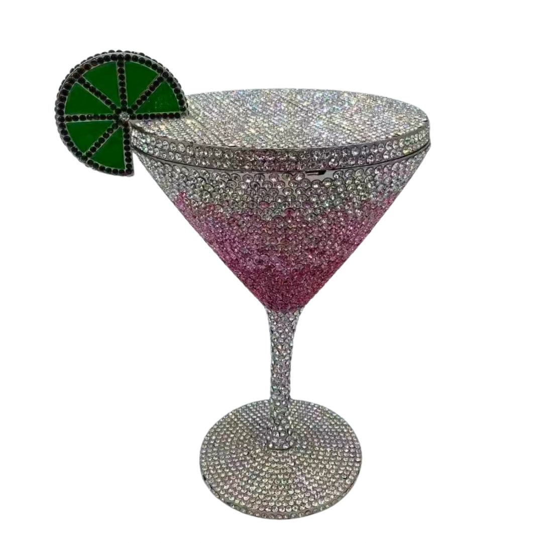 Стеклянная сумка Martini Crystal Cocktail Roulette Diamond Dinner Bag, новая бриллиантовая сумка для руки женщины
