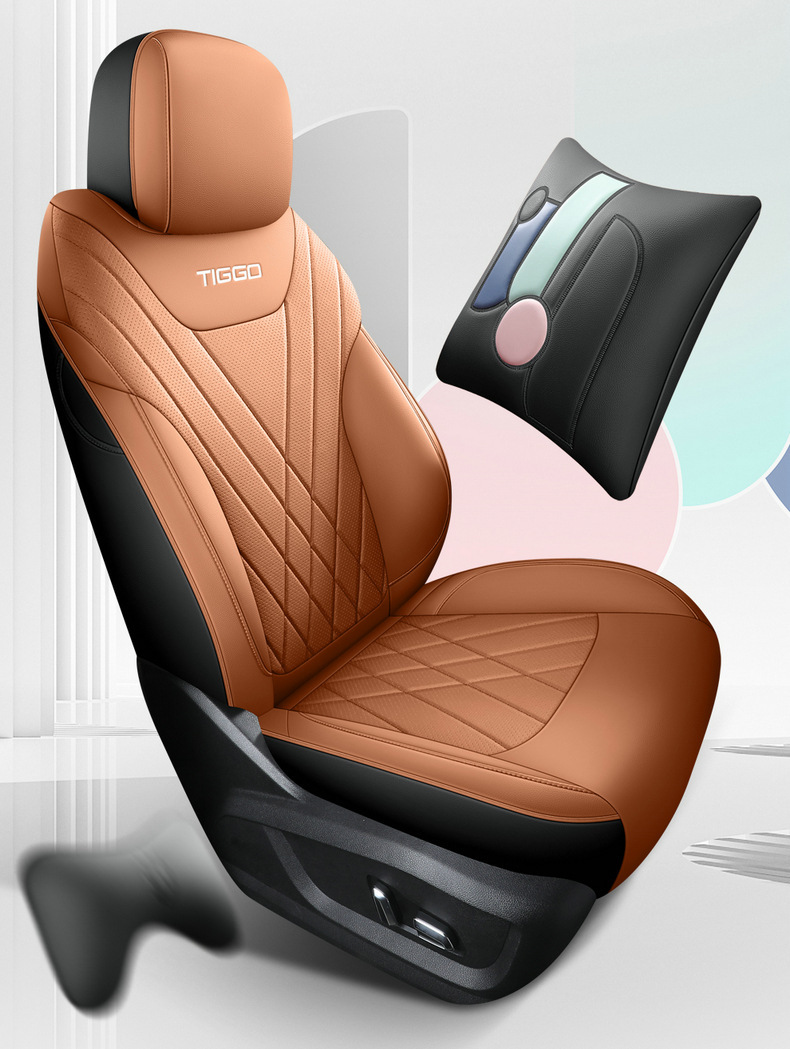 Suitable for Chery Tiggo 8Plus Kunpeng Pro Seat Covers, All-Inclusive Car Seat Cushions, Four-Season Leather Five-Seven Seat Covers and Cushions