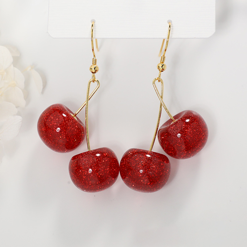 Aretes de cereza roja para mujer – colgante exquisito, fruta de imitación versátil, nuevo estilo